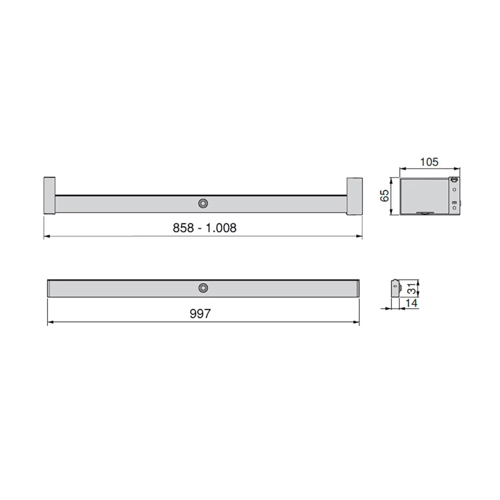 Drążek LED do szafy 1008MM CASTOR z czujnikiem Mokka Emuca