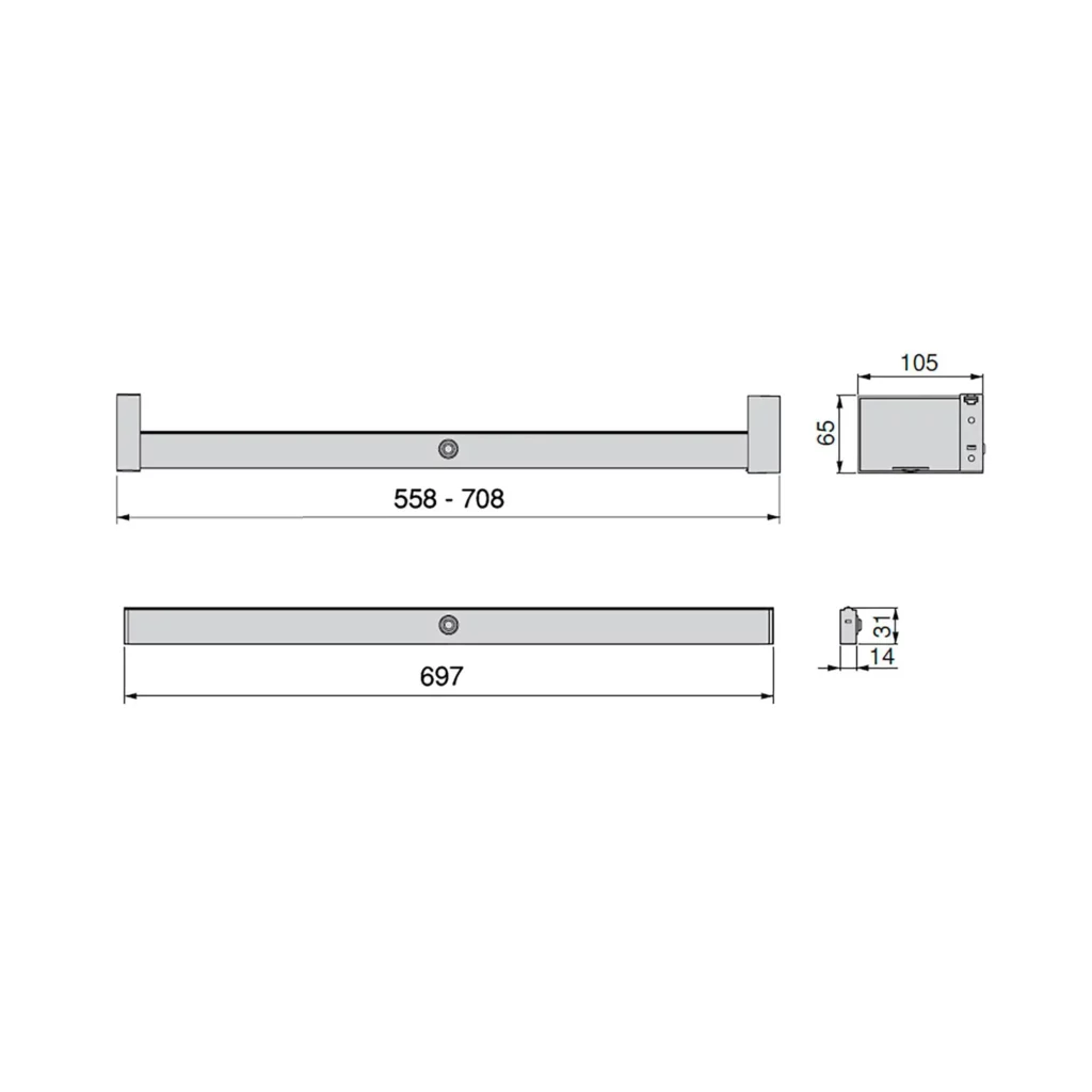 Drążek LED do szafy 708MM CASTOR z czujnikiem Emuca