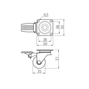 Kółko meblowe z hamulcem KMA 35mm GTV