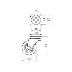 Kółko meblowe KMA 50mm GTV