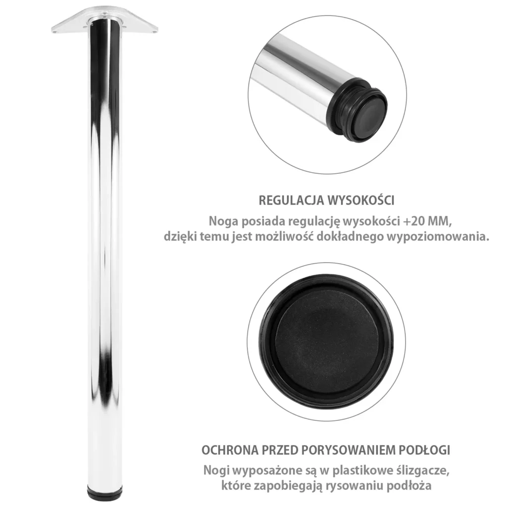 Noga meblowa do stołu H-710 fi 60mm Chrom LORDLY
