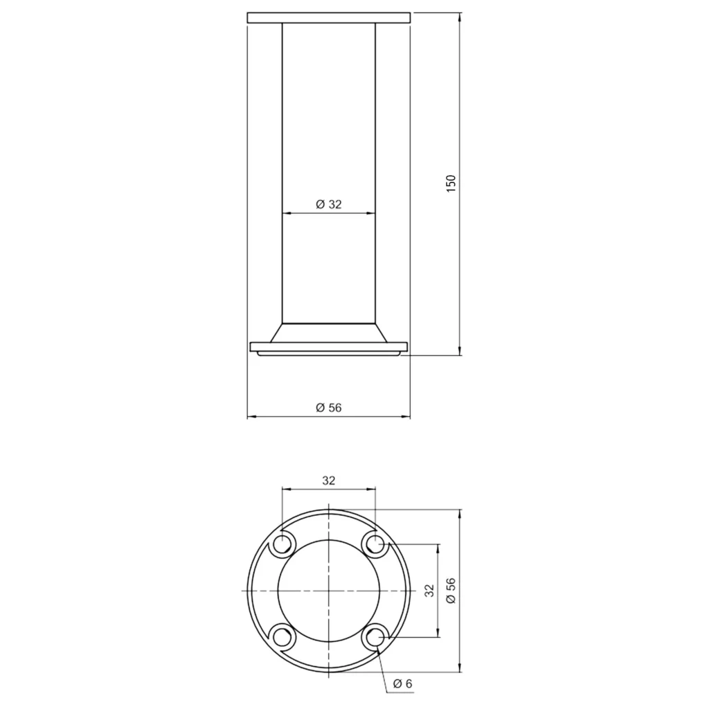 Nóżka meblowa LG-41 okrągła regulowana h-150 Aluminium