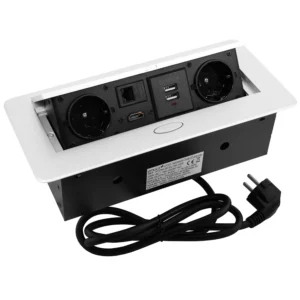 Gniazdo chowane w blat ATOM 26 2xUSB HDMI RJ45 Białe Emuca