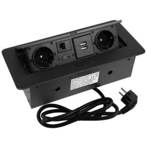 Gniazdo chowane w blat ATOM 26 2xUSB HDMI RJ45 Czarne Emuca