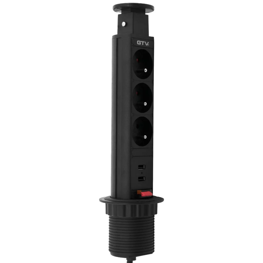 Gniazdo wpuszczane chowane w blat POWERPORT USB fi 60 Czarne GTV