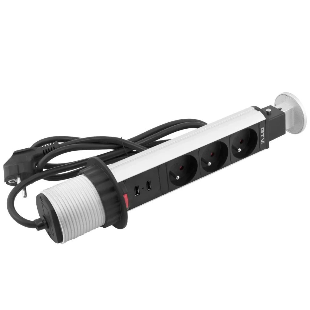 Gniazdo wpuszczane chowane w blat POWERPORT USB fi 60 Szare GTV