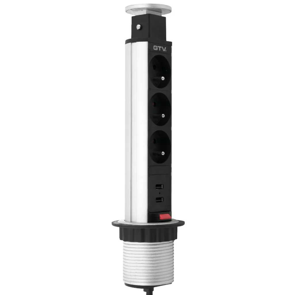 Gniazdo wpuszczane chowane w blat POWERPORT USB fi 60 Szare GTV