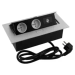 Gniazdo wpuszczane chowane w blat FLEXIPORT Aluminium z USB GTV