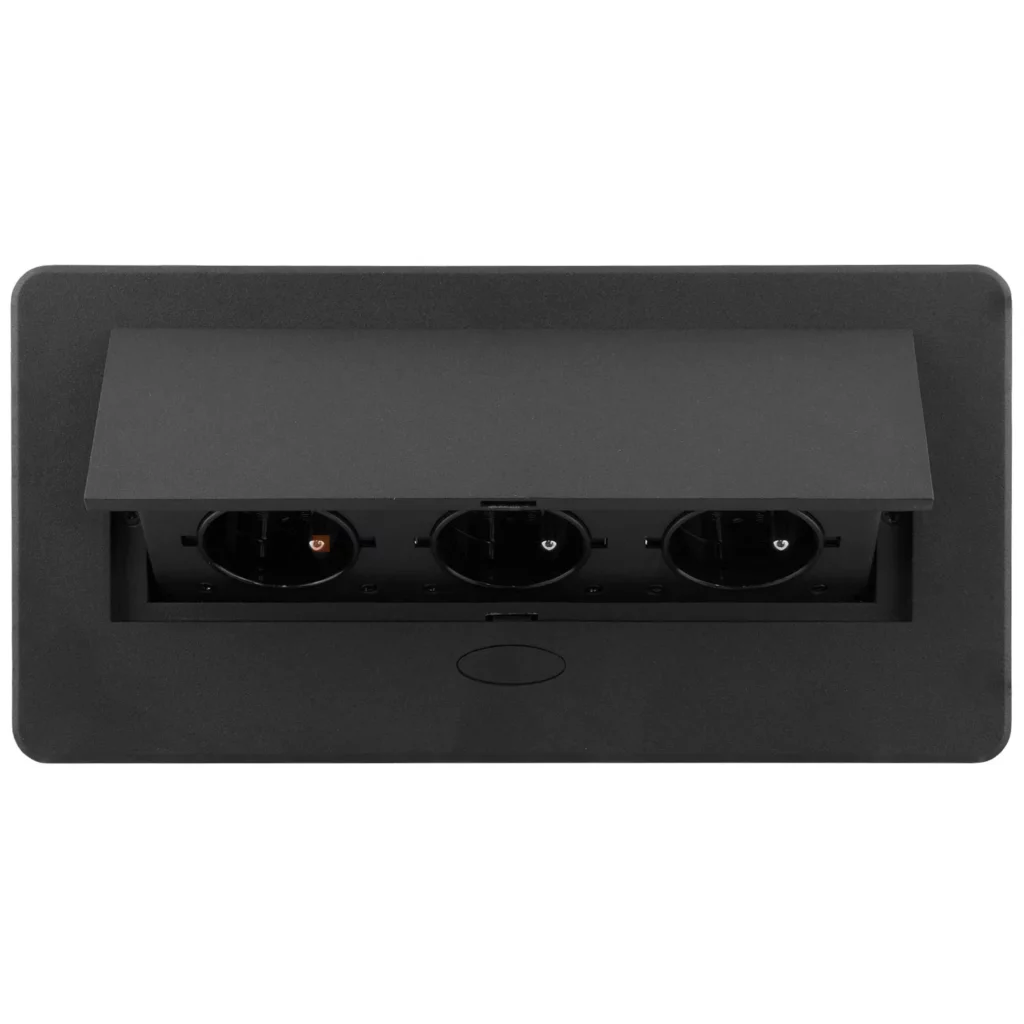 Gniazdo chowane w blat KOMBIBOX bez kabla Czarne Design Light