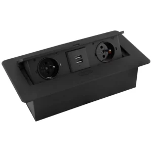 Gniazdo wpuszczane chowane w blat KOMBIBOX Czarne z USB Design Light