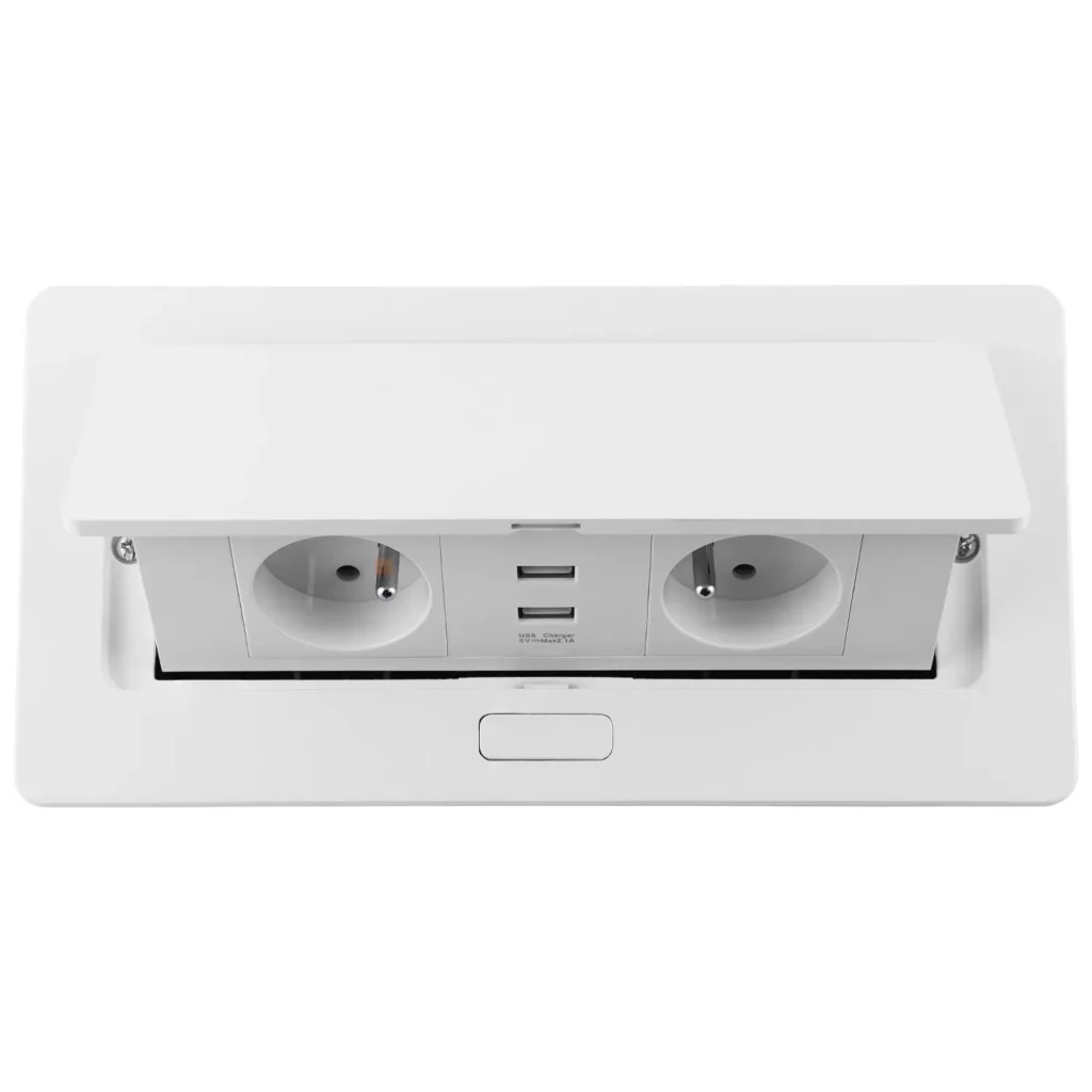 Gniazdo wpuszczane chowane w blat SOFTBOX z USB Białe GTV