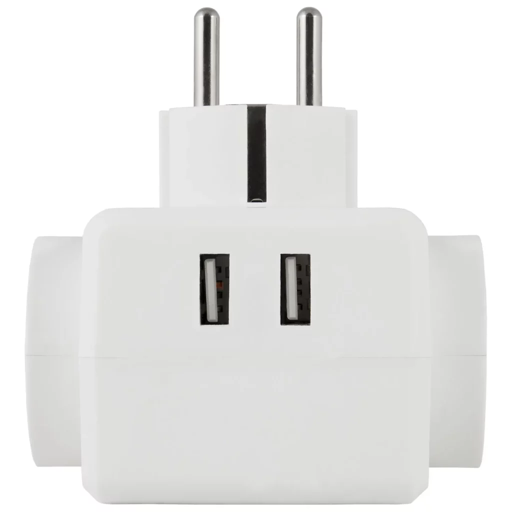 Rozgałęźnik sieciowy 3 gniazda 16A + 2xUSB (max 2.4A) Bemko