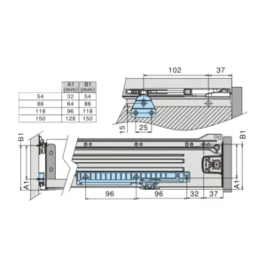 Spowalniacz do szuflady Metalbox HDM-350-550