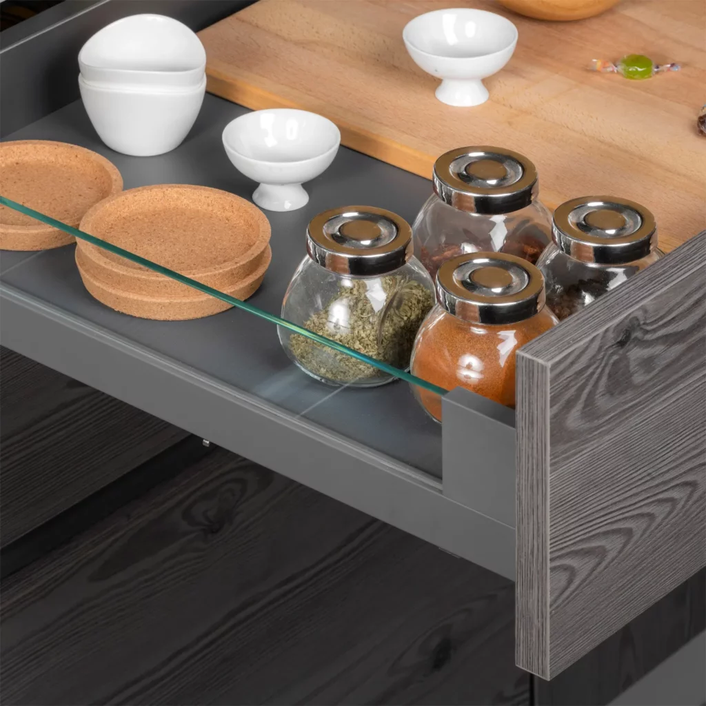 Szuflada VERTEX GLASS Niska Emuca antracyt