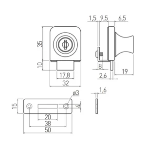 Zamek meblowy S-407 do szyb GTV