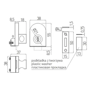 Zamek meblowy S-408 do szyb GTV