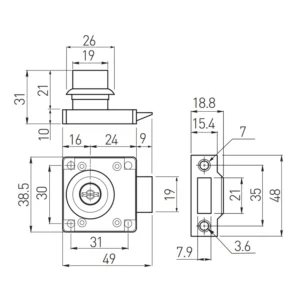 Zamek meblowy Z-338 zatrzaskowy GTV