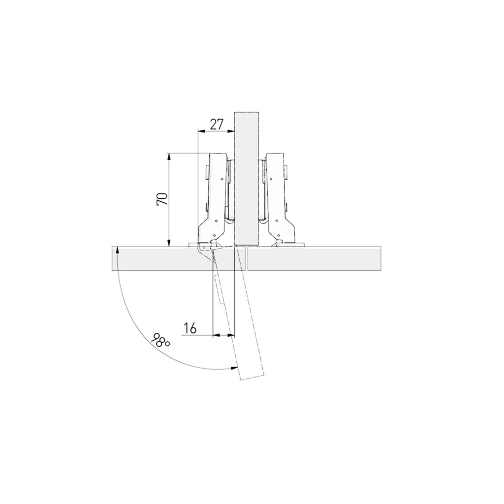 Zawias meblowy bliźniaczy CNHC cichy domyk + Prowadnik H-0 3D GTV