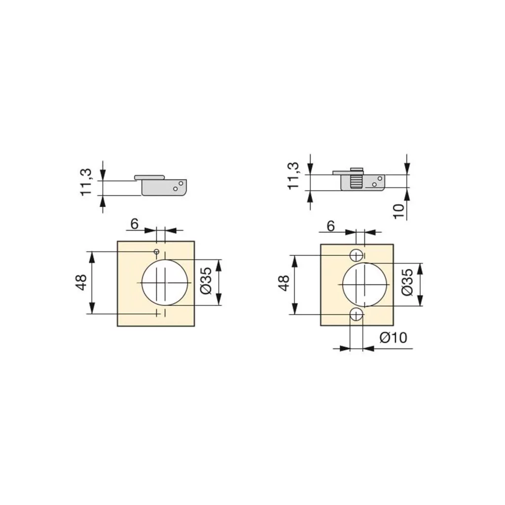 Zawias meblowy bliźniaczy X91N Nikiel EMUCA