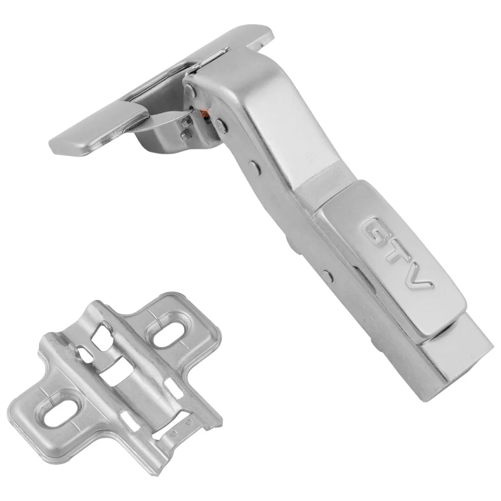Zawias meblowy kątowy 45° PRESTIGE z samodociągiem CLIP-ON GTV