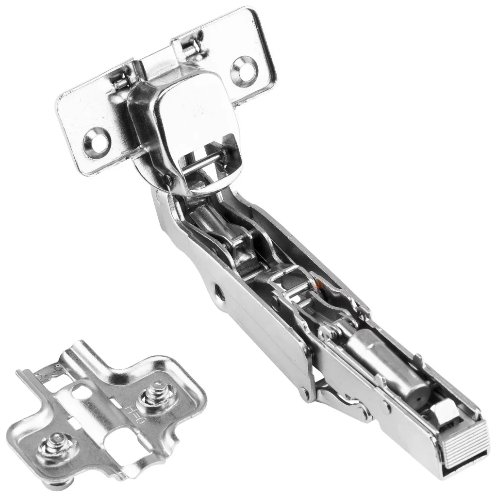 Zawias meblowy Hydrauliczny Kątowy 165° AGV + Prowadnik H-0 CLIP-ON AMIX