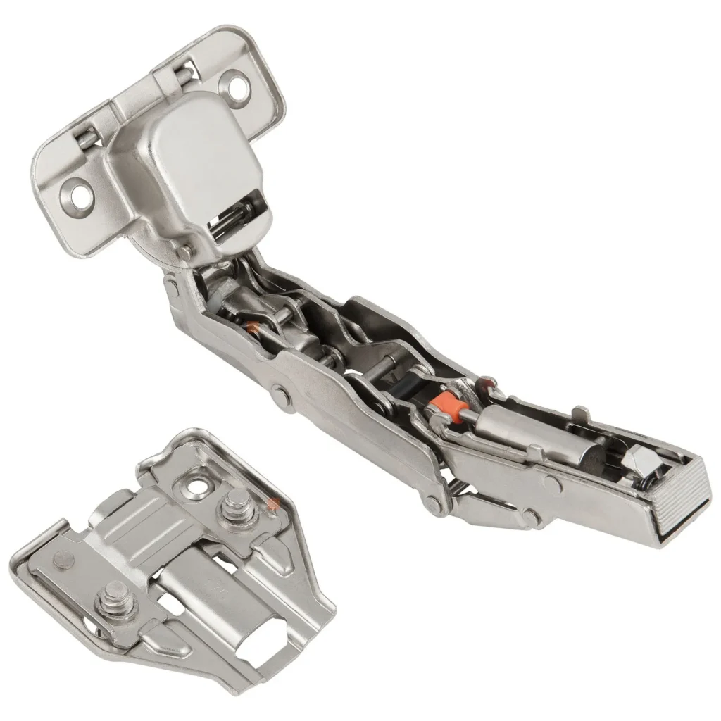 Zawias meblowy Hydrauliczny Kątowy 165° AGV + Prowadnik H-0 CLIP-ON AMIX