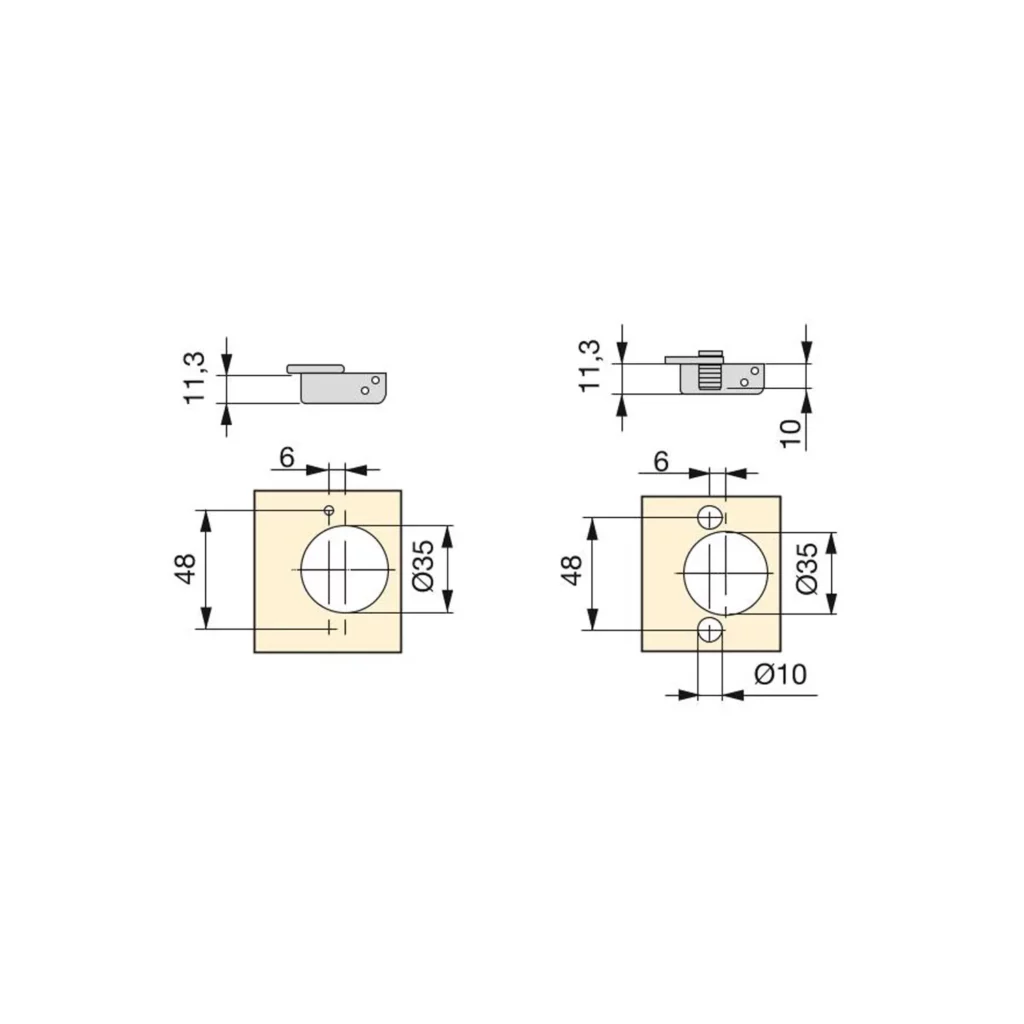 Zawias meblowy wpuszczany X91N Nikiel EMUCA