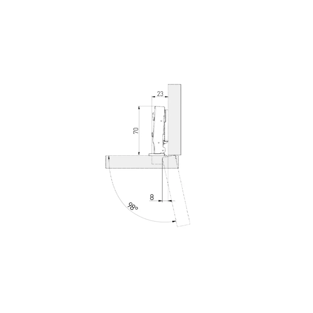 Zawias meblowy nakładany CNHC cichy domyk + Prowadnik H-0 3D GTV