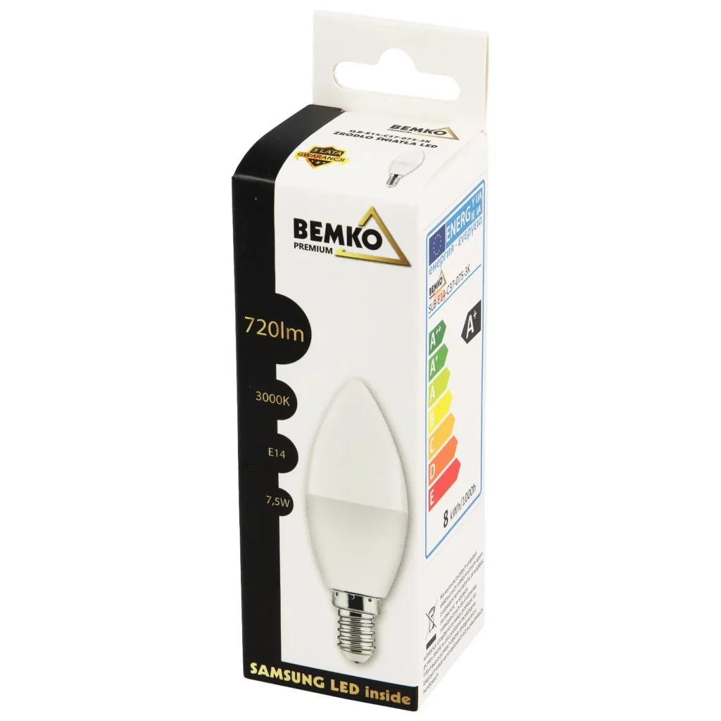 Żarówka LED E14 7.5W 720LM 3000K Świeczka Bemko