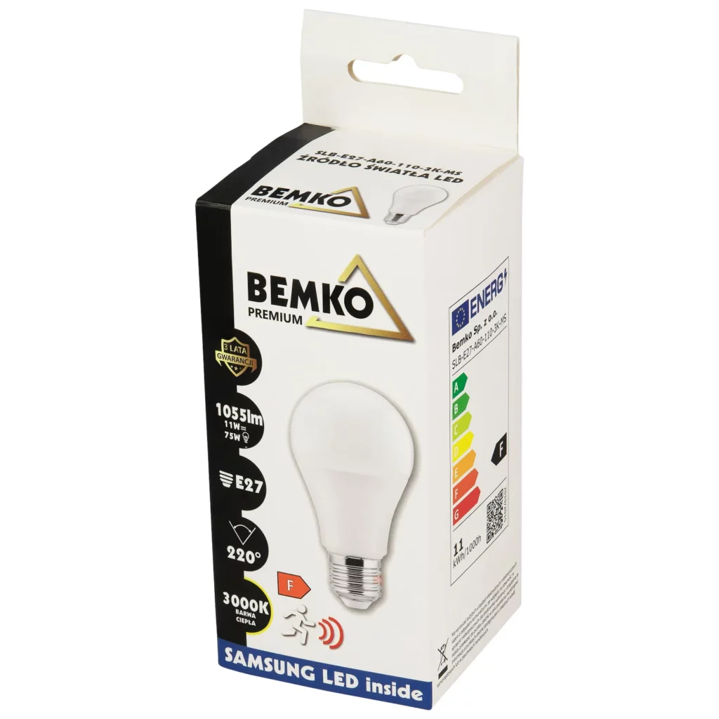 Żarówka LED E27 11W 1055LM 3000K CZUJNIK Bemko