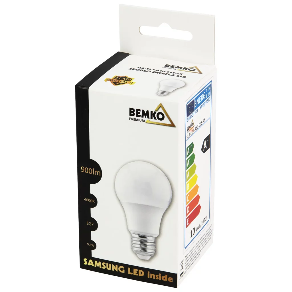 Żarówka LED E27 9.5W 900LM 4000K Zwykła Bemko
