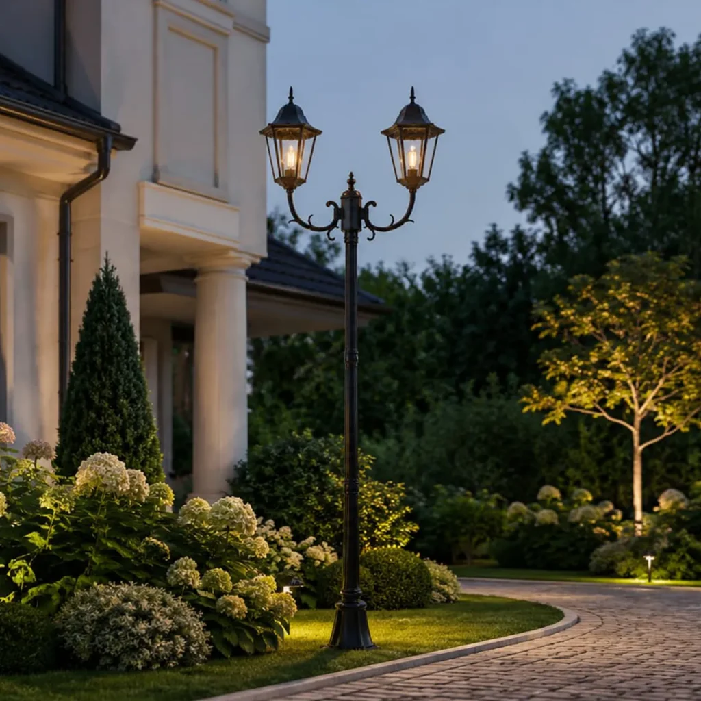 Wysoka zewnętrzna lampa stojąca K-7006A2/2 Czarna z serii LOZANA