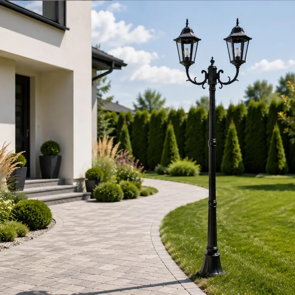 Wysoka zewnętrzna lampa stojąca K-7006A2/2 Czarna z serii LOZANA