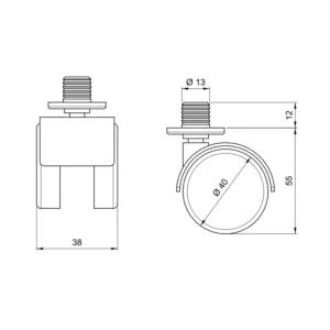 Kółko meblowe z mufą 40mm plastikowe Czarne Amix