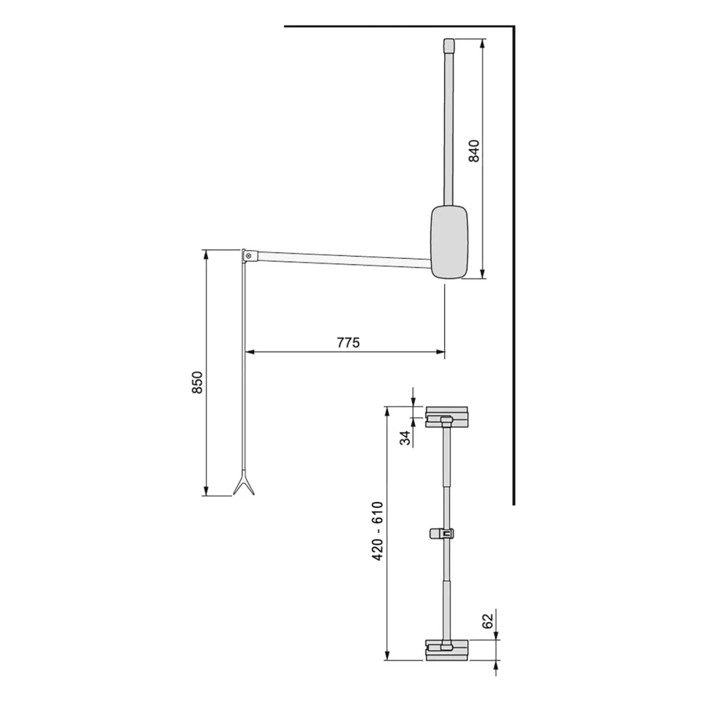 Pantograf wieszak opuszczany 450-600mm SLING EMUCA