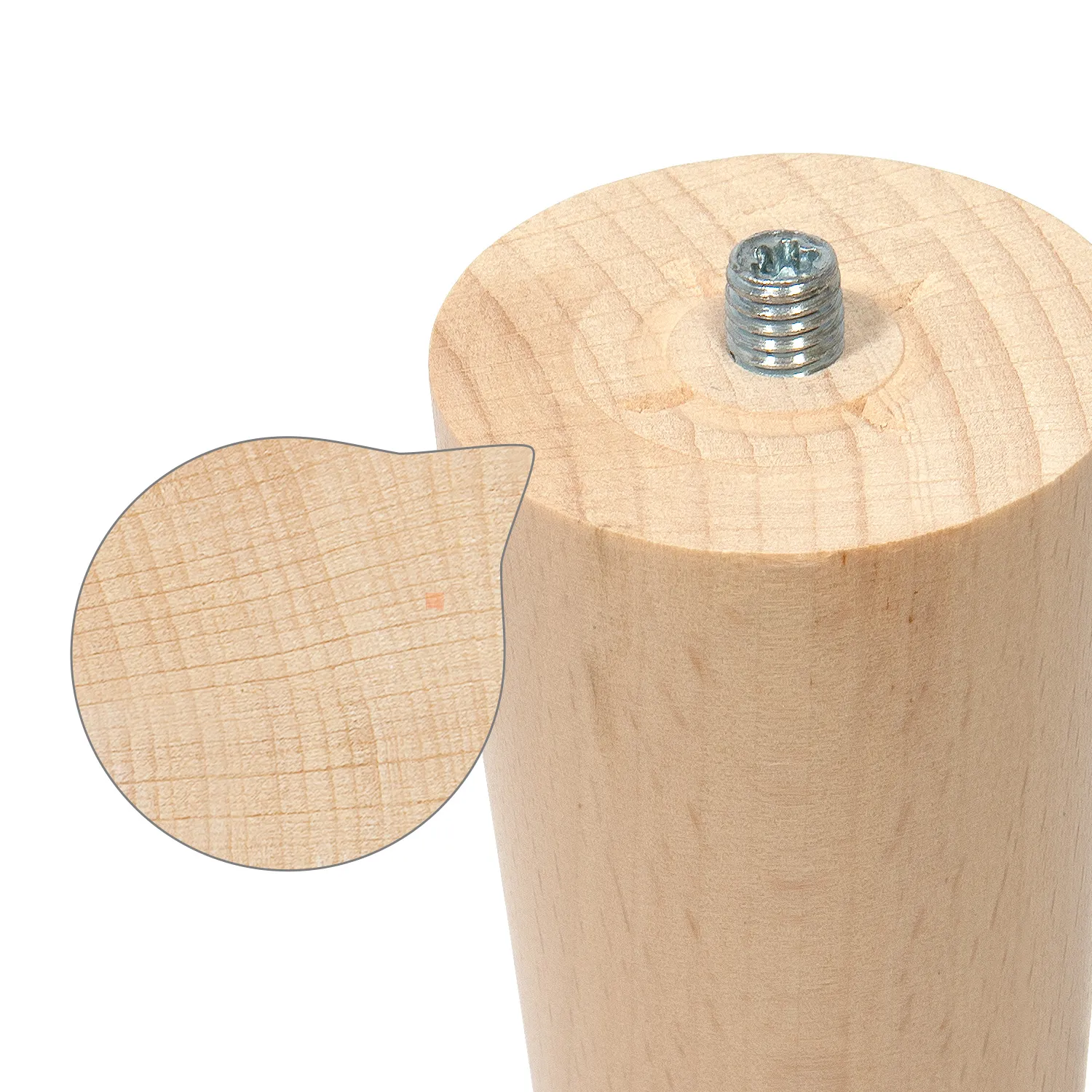 Nóżki meblowe drewniane okrągłe h-360 Naturalne + blachy ZESTAW