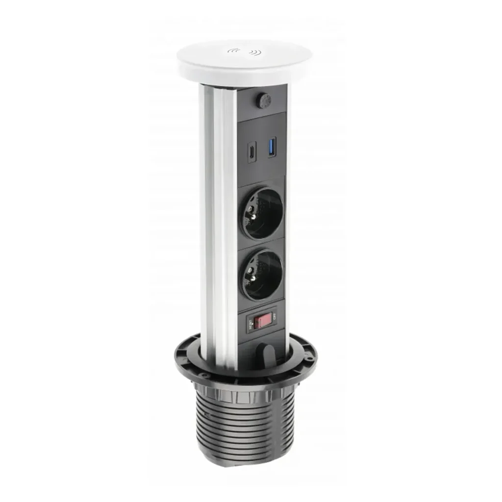 Gniazdo wpuszczane chowane w blat fi80 Camino Białe GTV