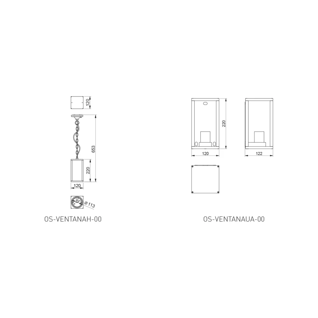 Wisząca lampa ogrodowa Czarna z serii Ventana E27 GTV