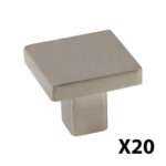 Uchwyt gałka meblowa kwadratowa Baku 30x30mm Nikiel satynowy EMUCA - 30 Sztuk
