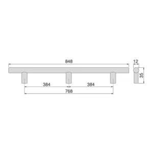 Uchwyt meblowy do szafek Orlando rozstaw 768mm nikiel