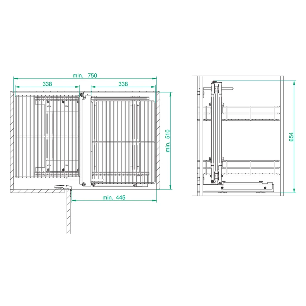 Kosz Cargo Magic Corner Maxima Classic 1000mm Prawy Grafit Rejs