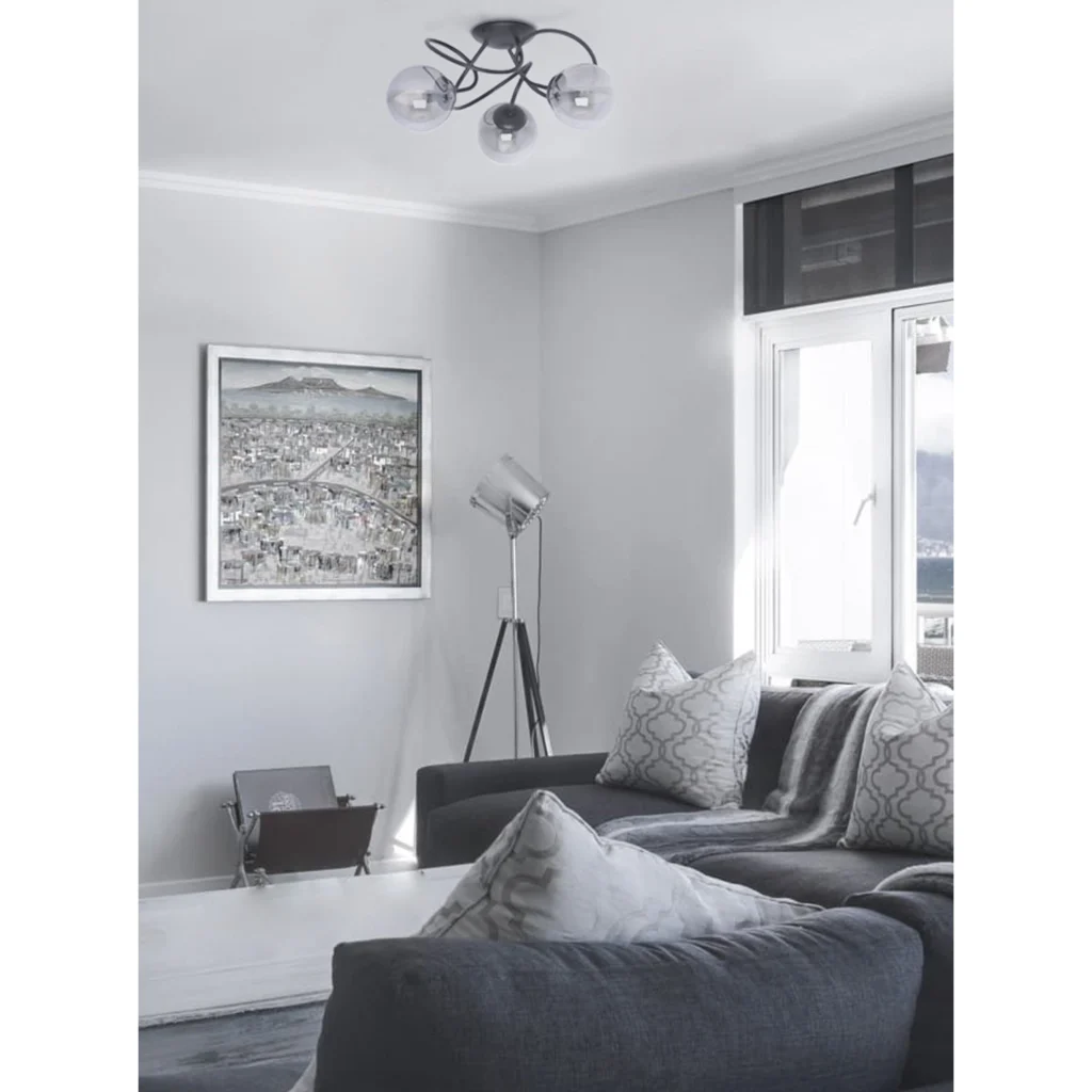 Lampa sufitowa z grafitowymi okrągłymi kloszami K-5116 z serii RUBI