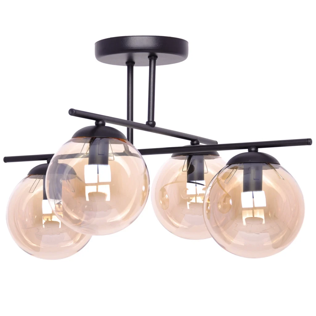 Lampa sufitowa z bursztynowymi okrągłymi kloszami K-5161 z serii DELTA