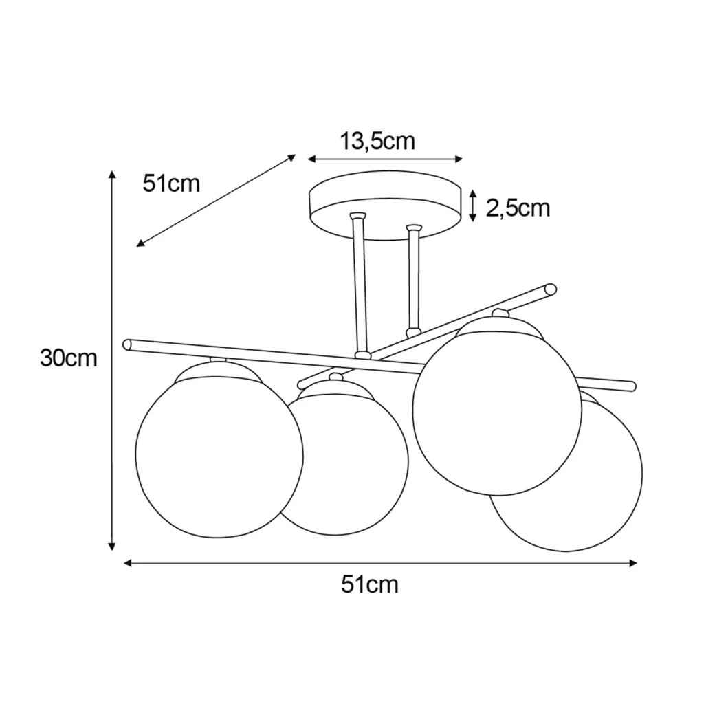 Lampa sufitowa z bursztynowymi okrągłymi kloszami K-5161 z serii DELTA