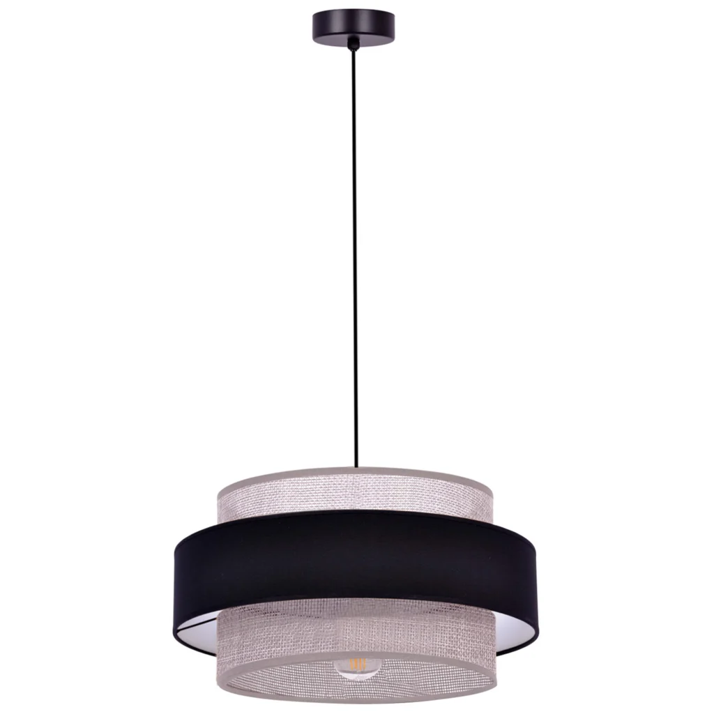 Lampa wisząca z czarno-szarym abażurem K-5171 z serii ETELA