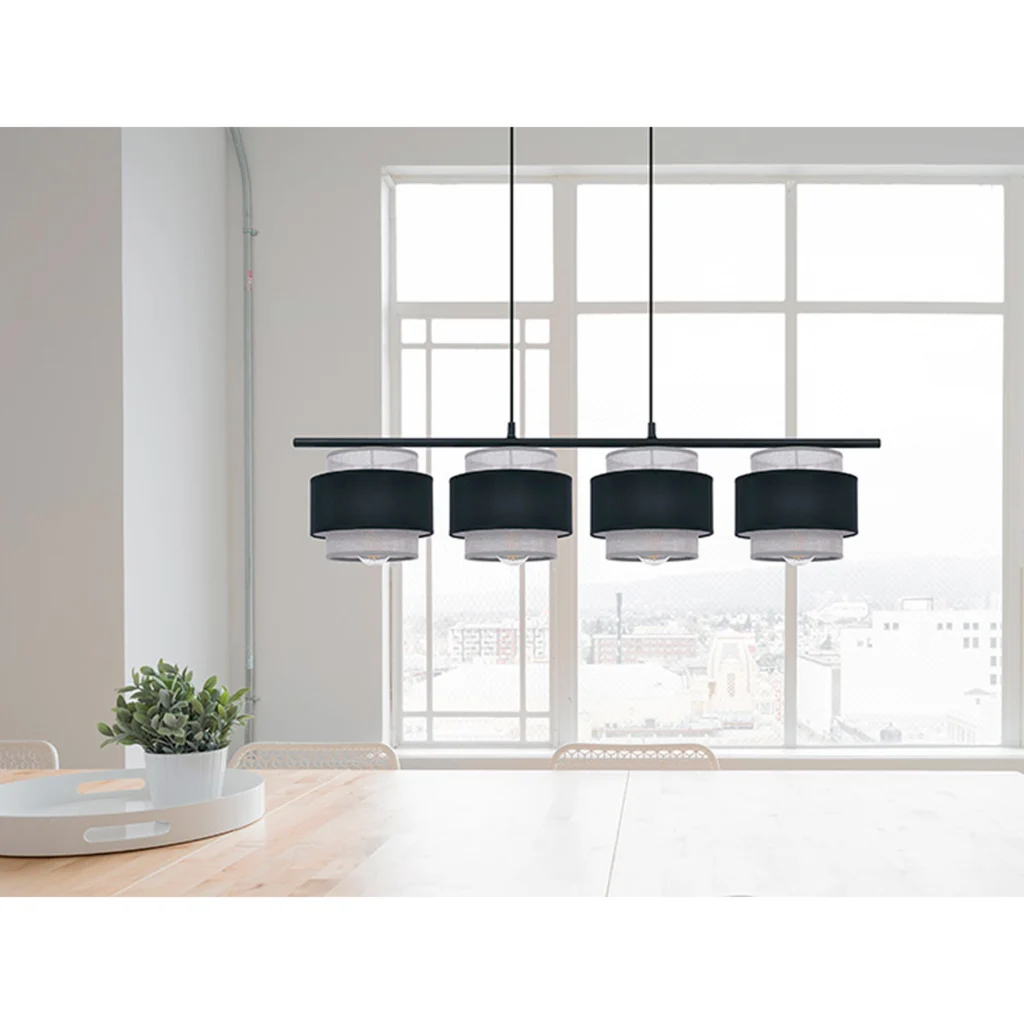 Lampa wisząca z czarno-szarymi abażurami K-5173 z serii ETELA