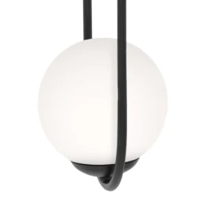 Lampa wisząca z białym okrągłym kloszem K-5100 z serii PARVA czarna