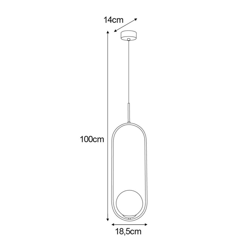 Lampa wisząca z białym okrągłym kloszem K-5100 z serii PARVA czarna