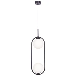 Lampa wisząca z białymi okrągłymi kloszami K-5101 z serii PARVA czarna