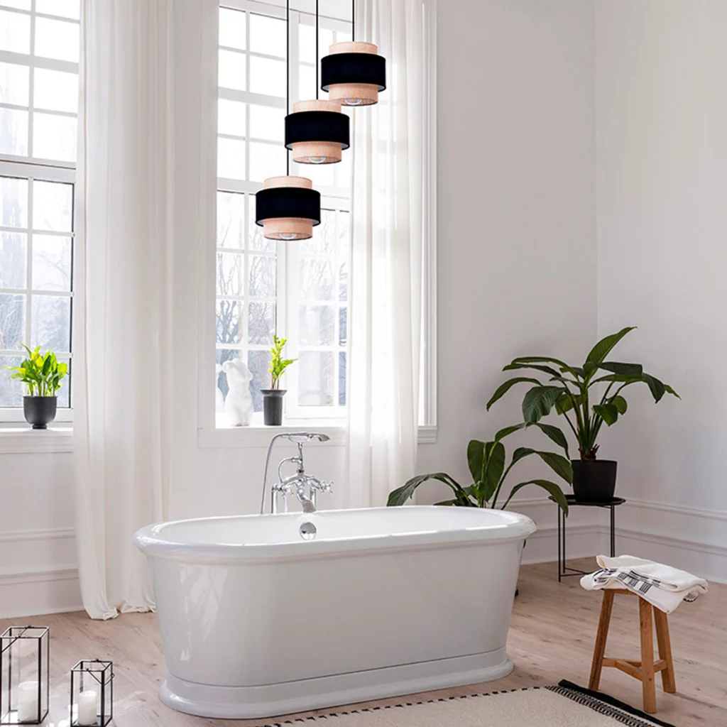 Lampa wisząca boho K-5232 z serii GATO czarno-beżowa